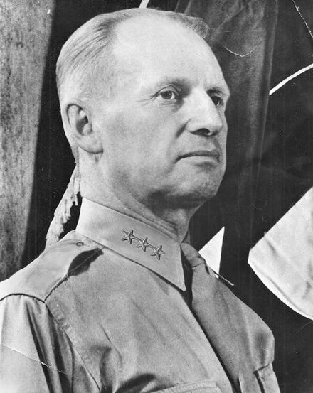General Lesley James McNair shown in profile wearing a U.S. Army uniform.