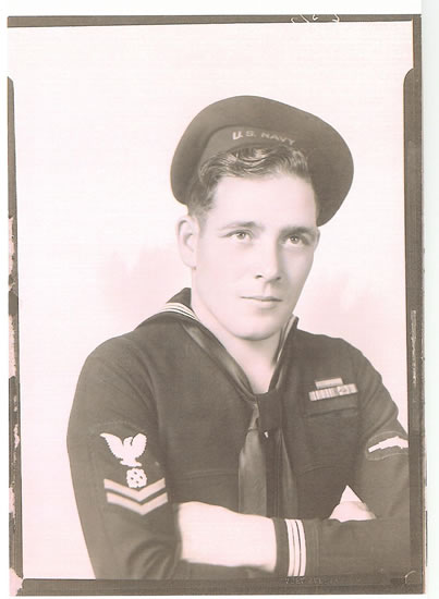 Lorin Ray Forrest wearing a U.S. Navy uniform and cap.