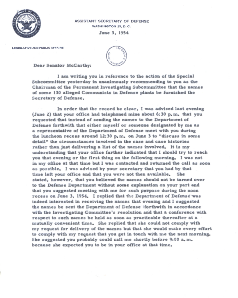 Scanned typewritten letter with an official stamp.