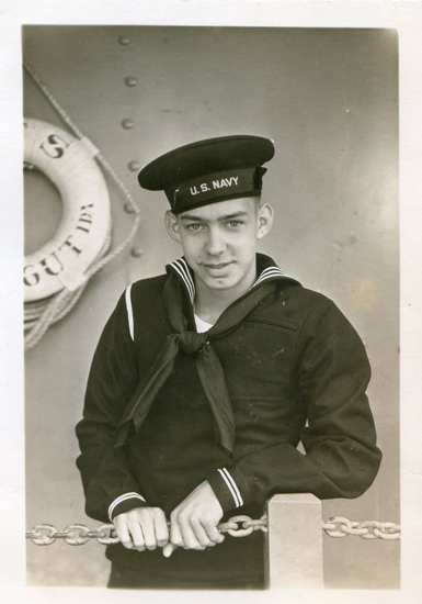 Lloyd Dean McKee wearing a U.S. Navy uniform and cap.