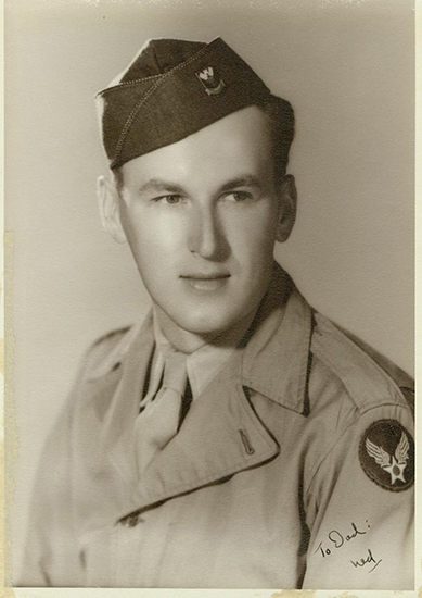 Ned H. Mertz wearing a military uniform and garrison cap.
