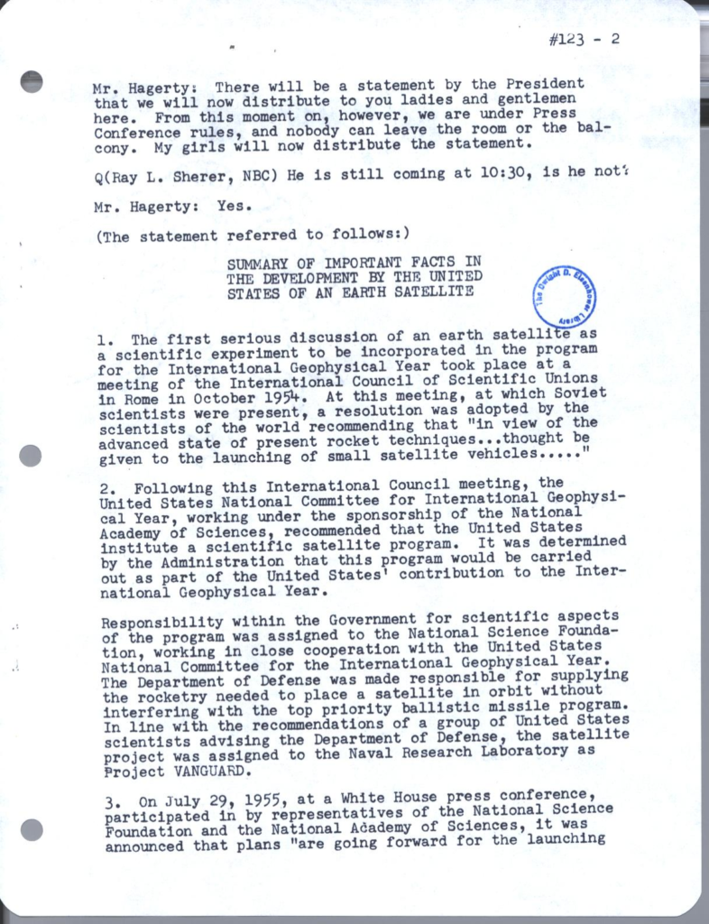 Scanned transcript of a press conference.