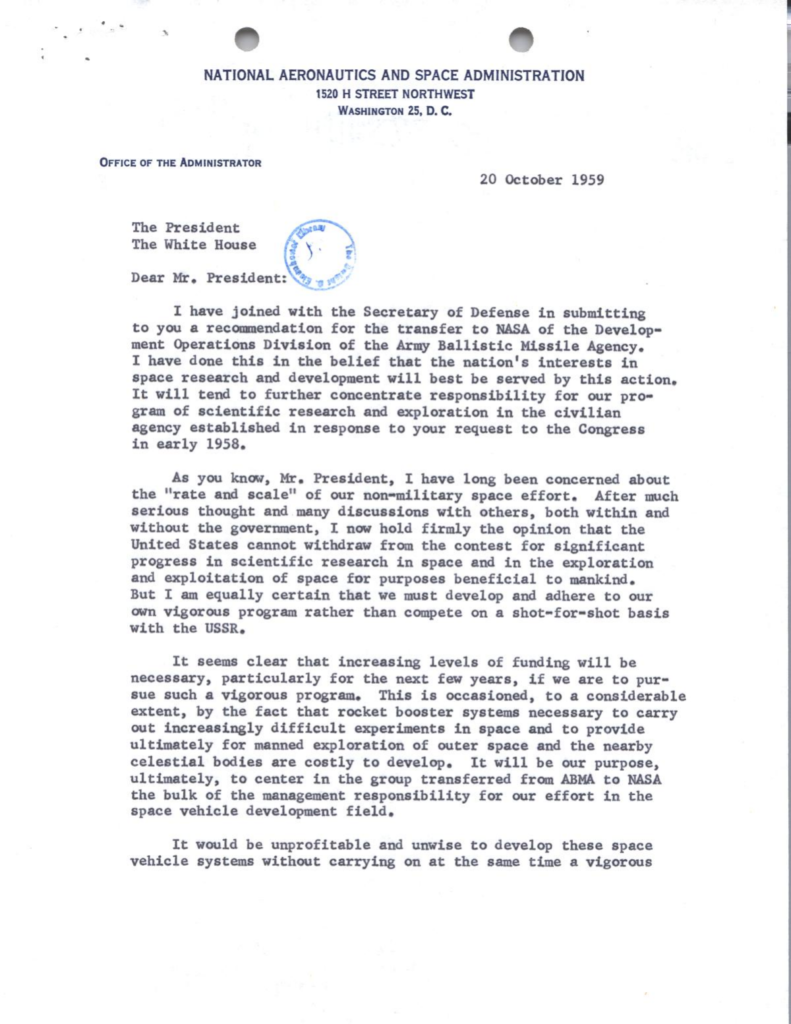 Scanned typewritten letter with an official stamp.