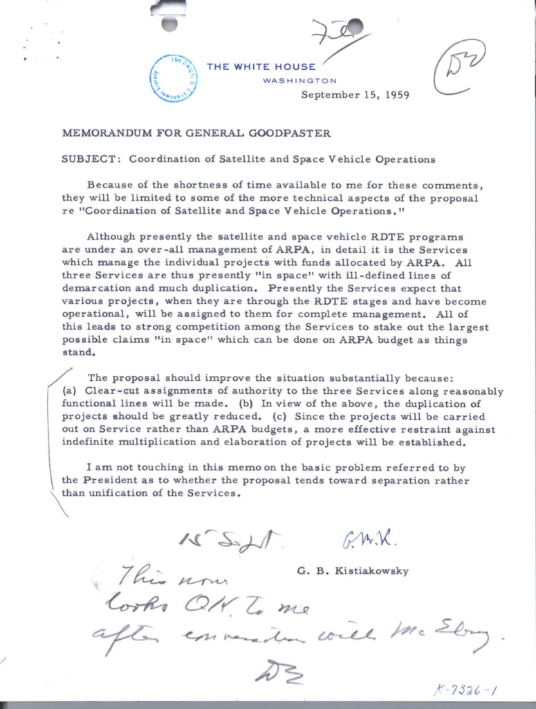 Scanned typewritten memorandum with handwritten notes.