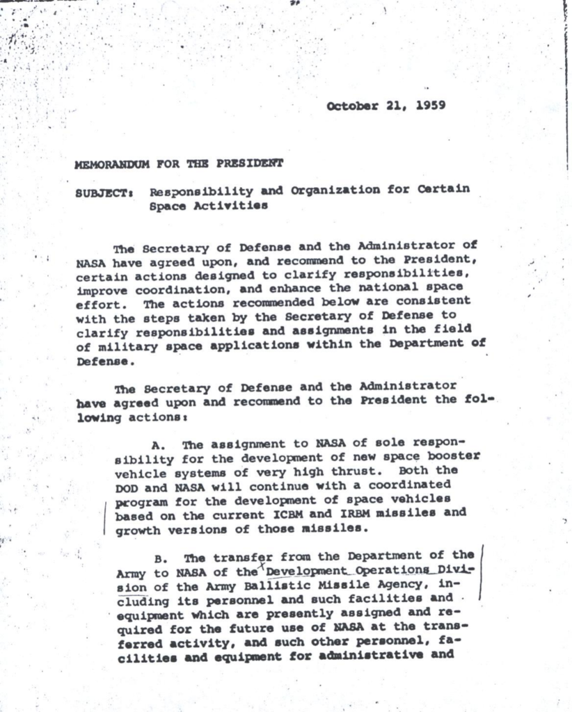 Scanned typewritten memorandum with an attached table.