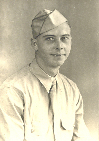 Orval L. Flinn wearing a military uniform and garrison cap.