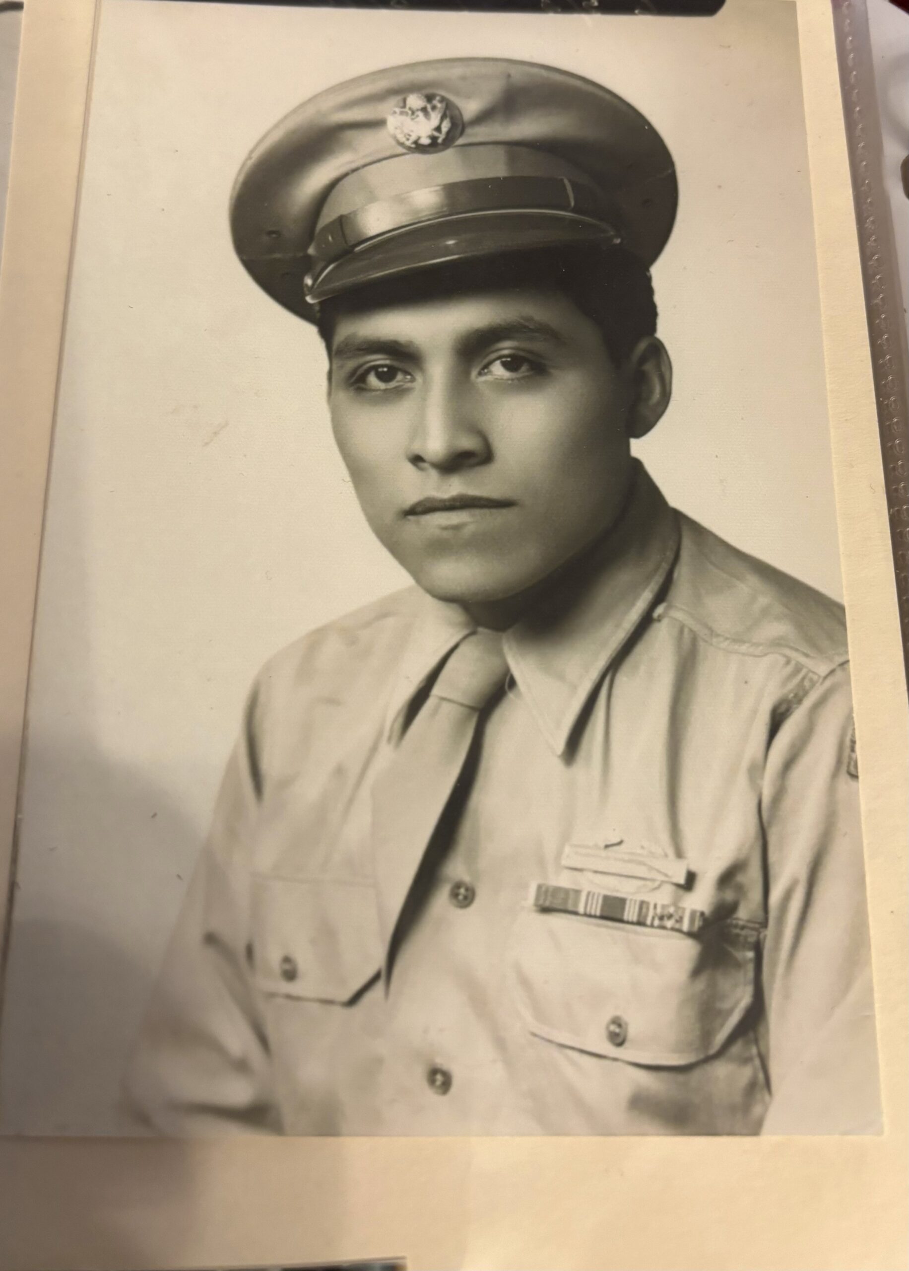 Paul Ybarra wearing a military uniform and peaked cap.