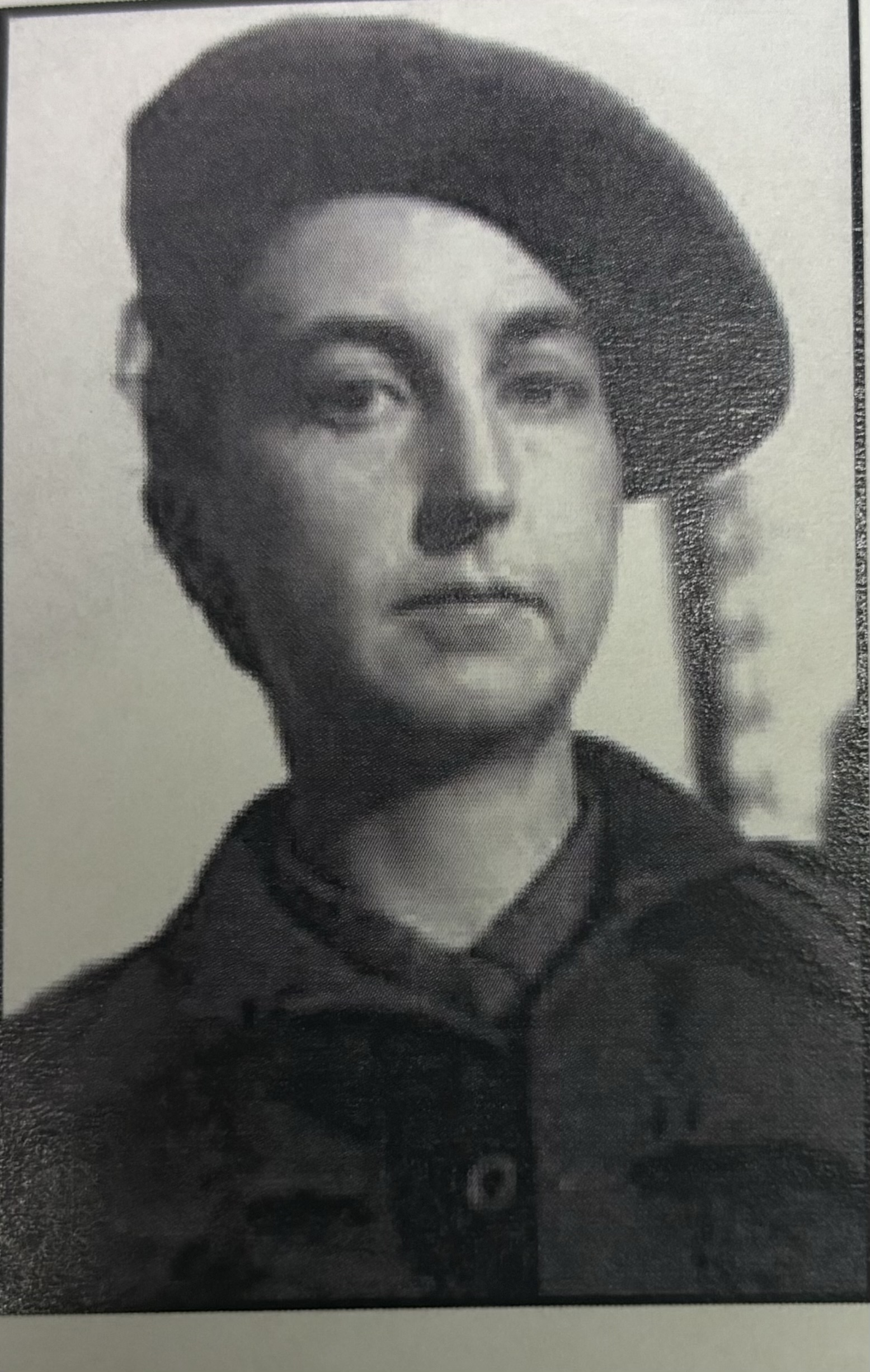 Pearl Witherington shown in a close-up black-and-white portrait.