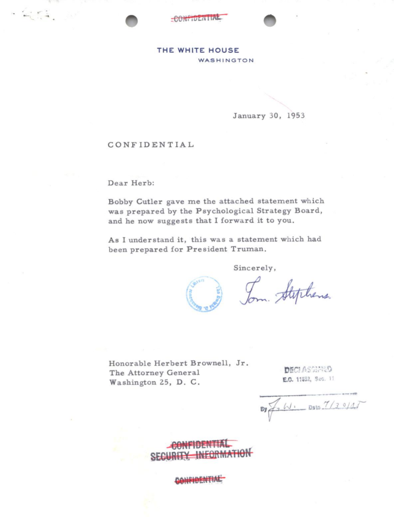 Scanned draft press statement with blue stamps and red markings.