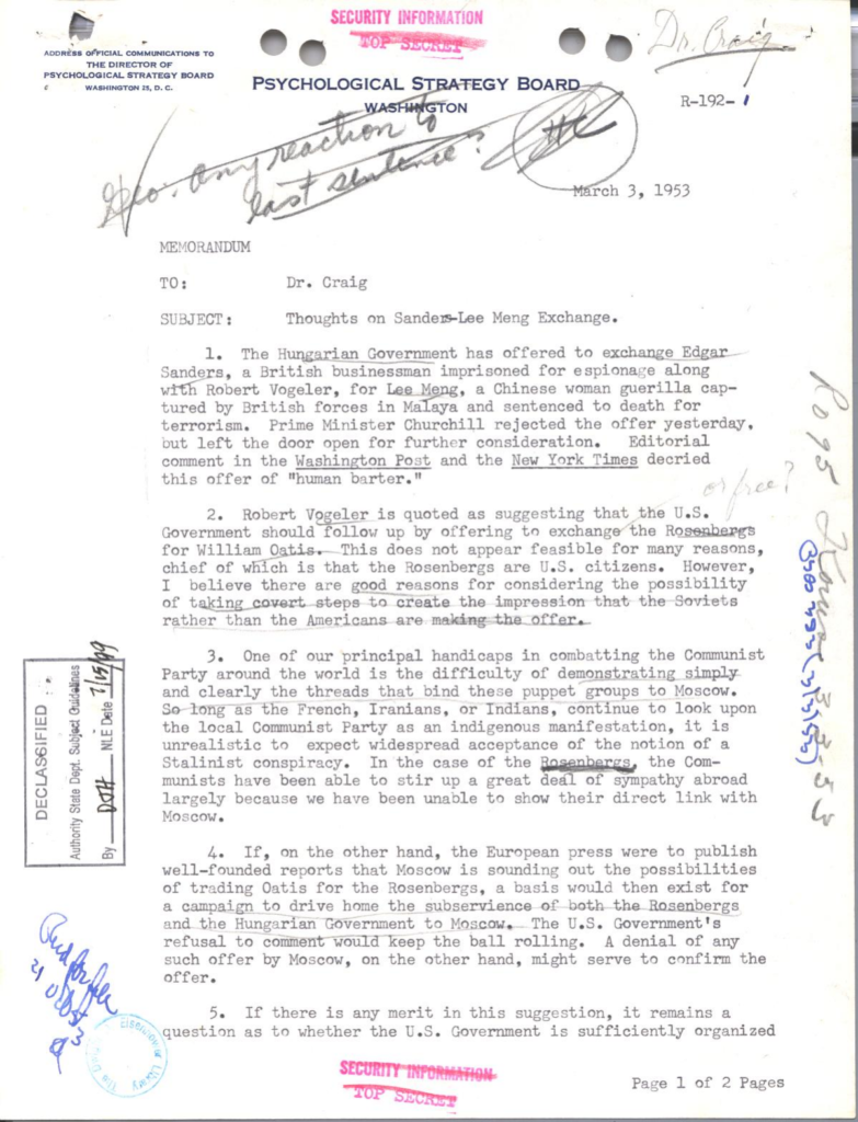 Scanned memorandum with handwritten notes and markings.