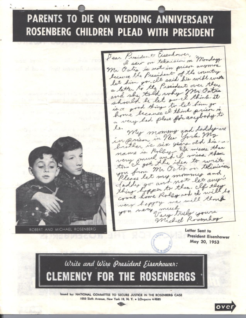 Rally flyer featuring a photograph beside a column of printed text.