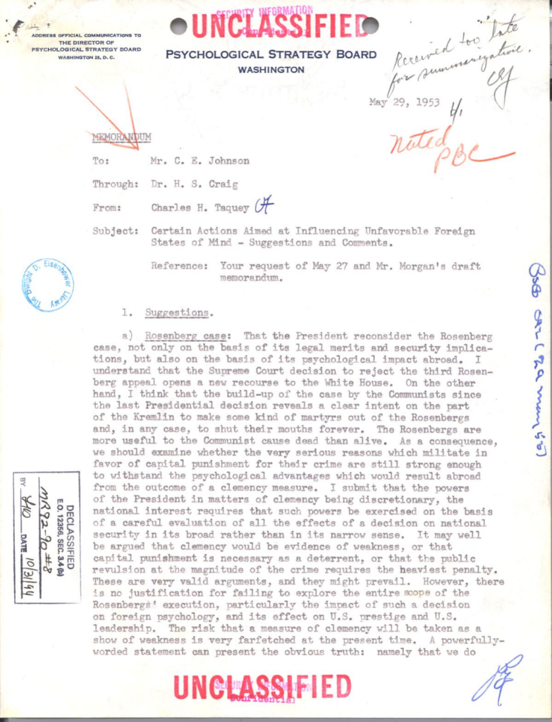 Scanned memorandum with red handwritten annotations.