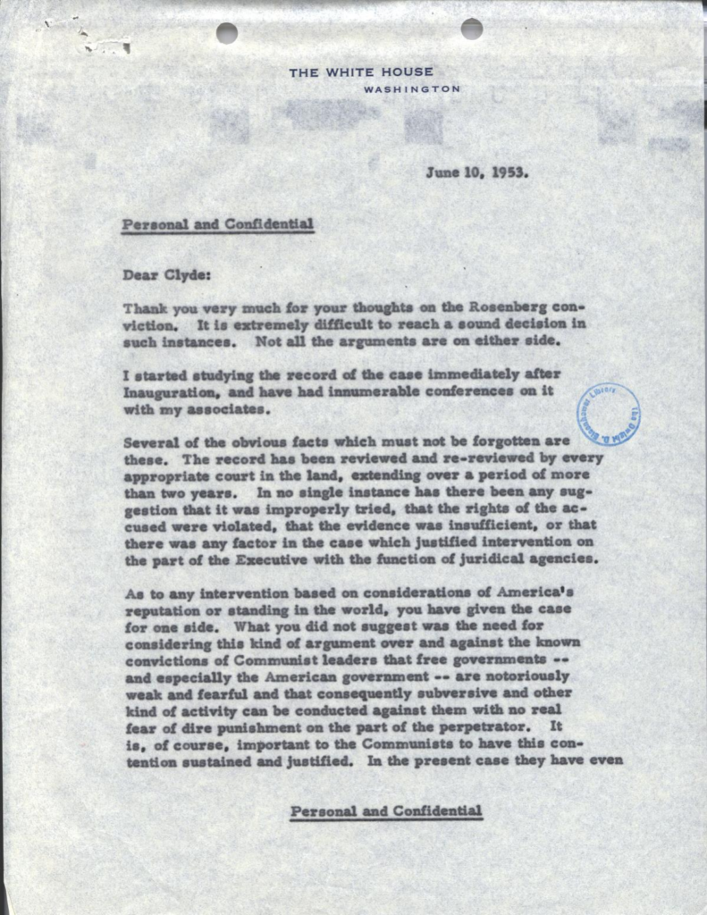 Scanned typewritten letter with an underlined passage.