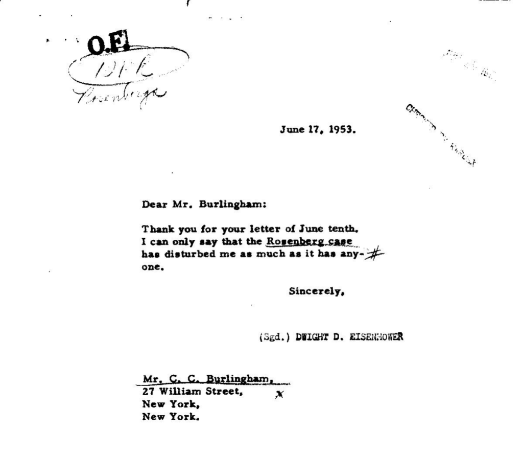 Scanned letter with centered letterhead and brief typed text.