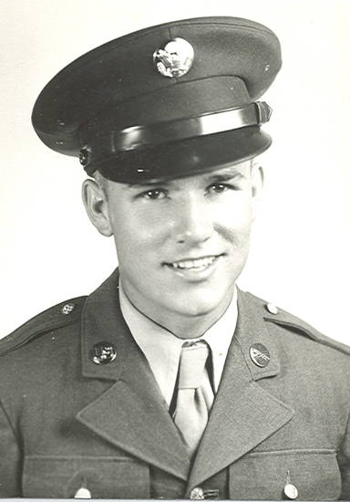 Robert Pfeifer wearing a military dress uniform and cap.