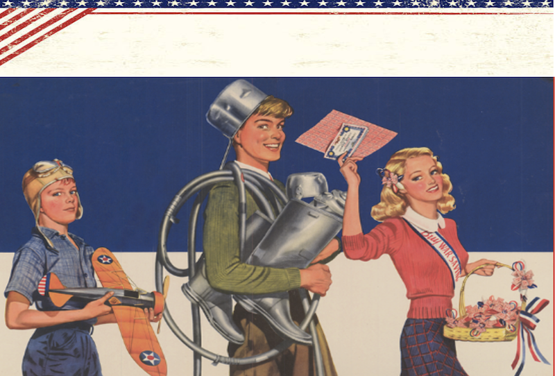 Illustration of two students holding books and collected materials.