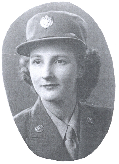 Leora Stewart wearing a women’s military uniform and peaked cap.