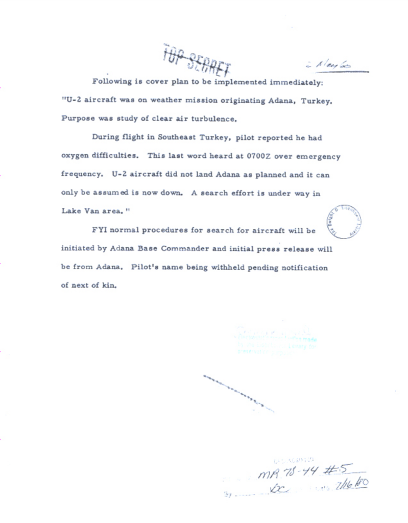 Scanned cover plan with typed text and handwritten markings.