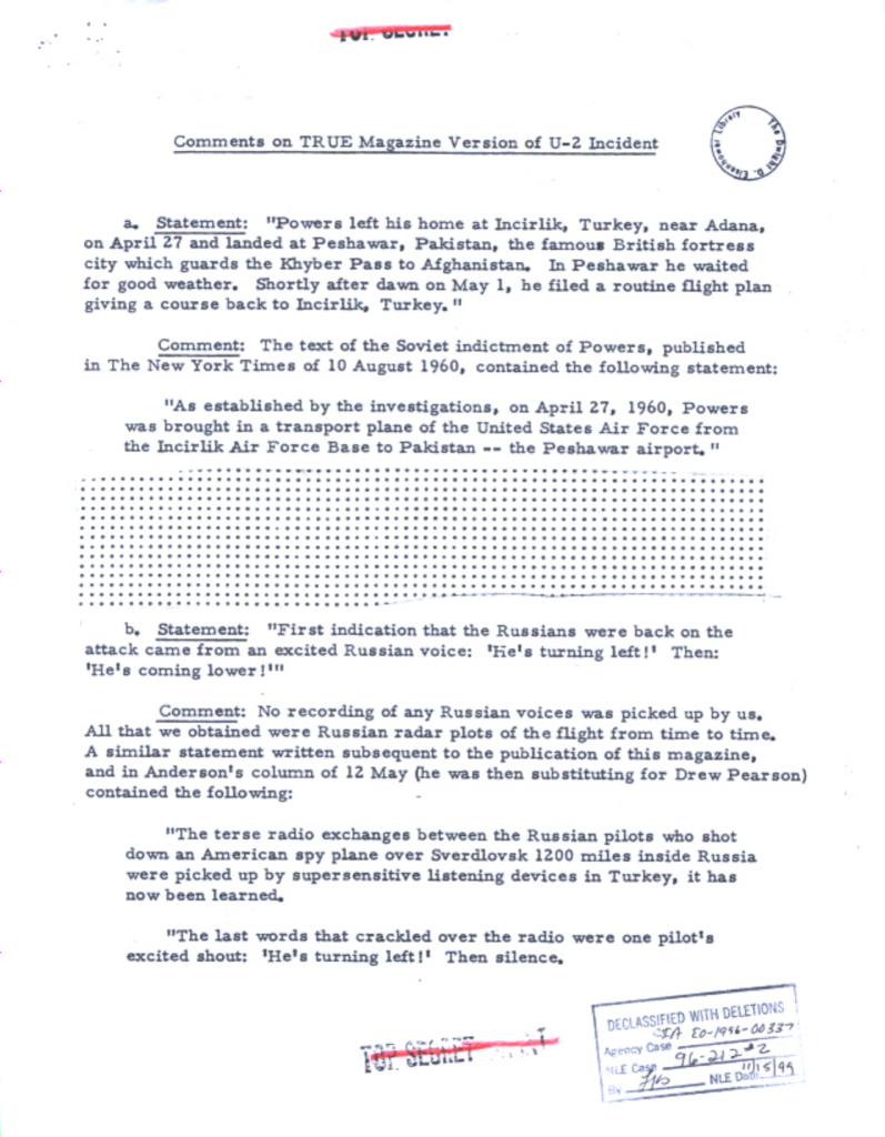 Scanned CIA comments document with underlined passages.