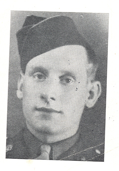 Gustave Yeager wearing a military cap in a grainy portrait.
