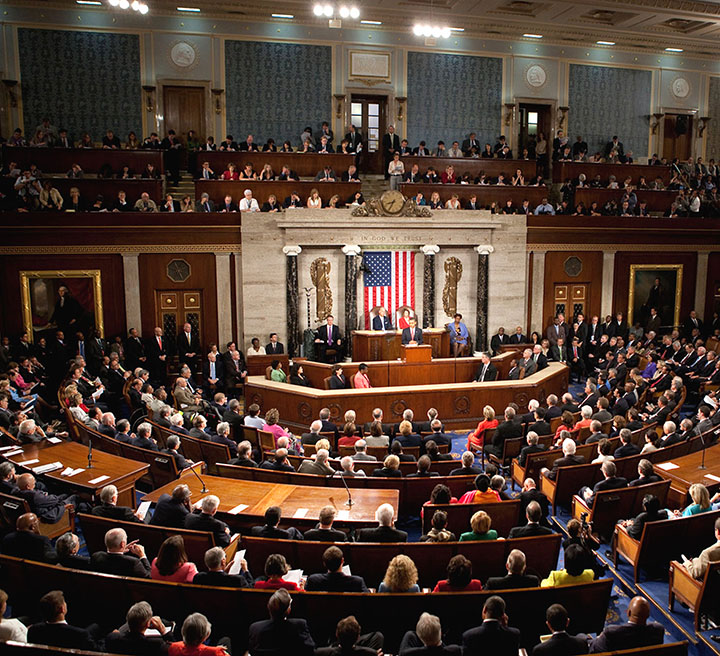 Members of Congress gathered inside the U.S. House chamber.