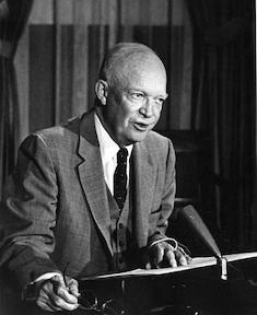 Dwight D. Eisenhower delivers an address about the Little Rock school integration crisis in 1957.