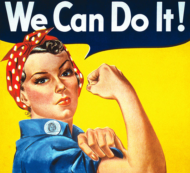 Rosie the Riveter flexing her arm beneath the slogan “We Can Do It!”