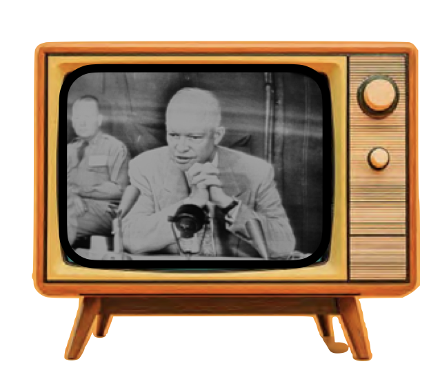 Vintage television showing Dwight D. Eisenhower during a broadcast.