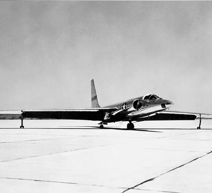 U-2 spy plane resting on an airfield runway.