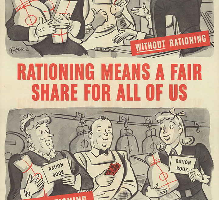 Wartime poster reading “Rationing Means a Fair Share for All of Us.”